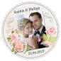 Preview: Tortenaufleger Hochzeit Rosen, Foto, Wunschnamen & Datum personalisiert